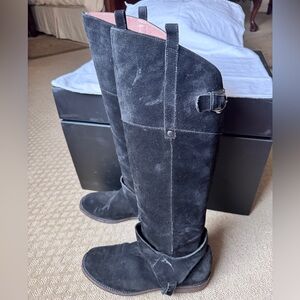 Manolo Blahnik Black Suede Knee-High Boots